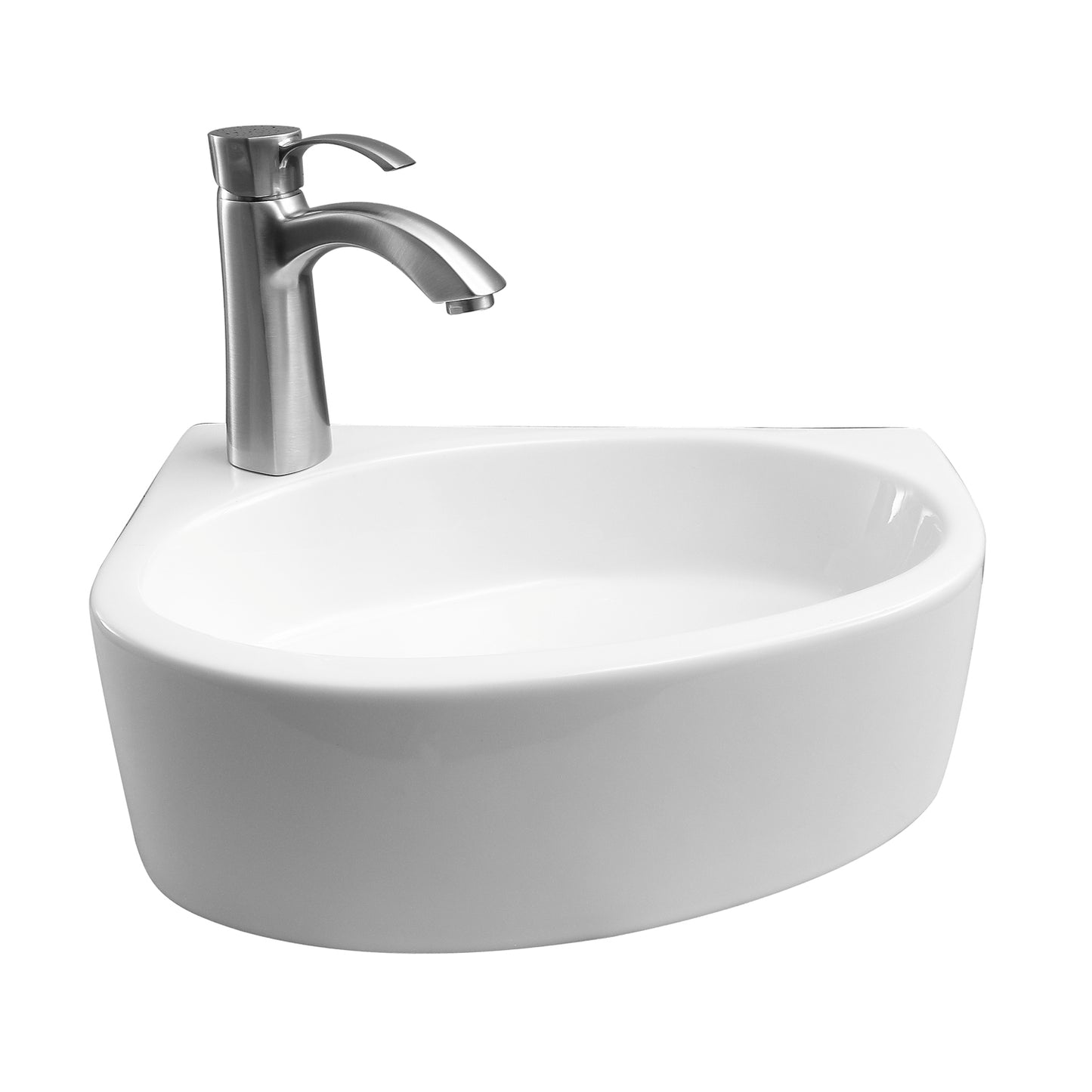 Albion Wall Hung Bathroom Sink 17" in White with L-Hand Faucet Hole