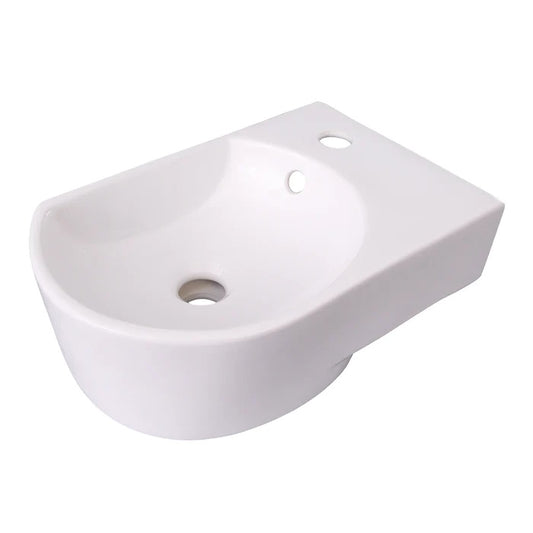Ambia Rectangular Wall Hung 16" in White with R-Hand Faucet Hole
