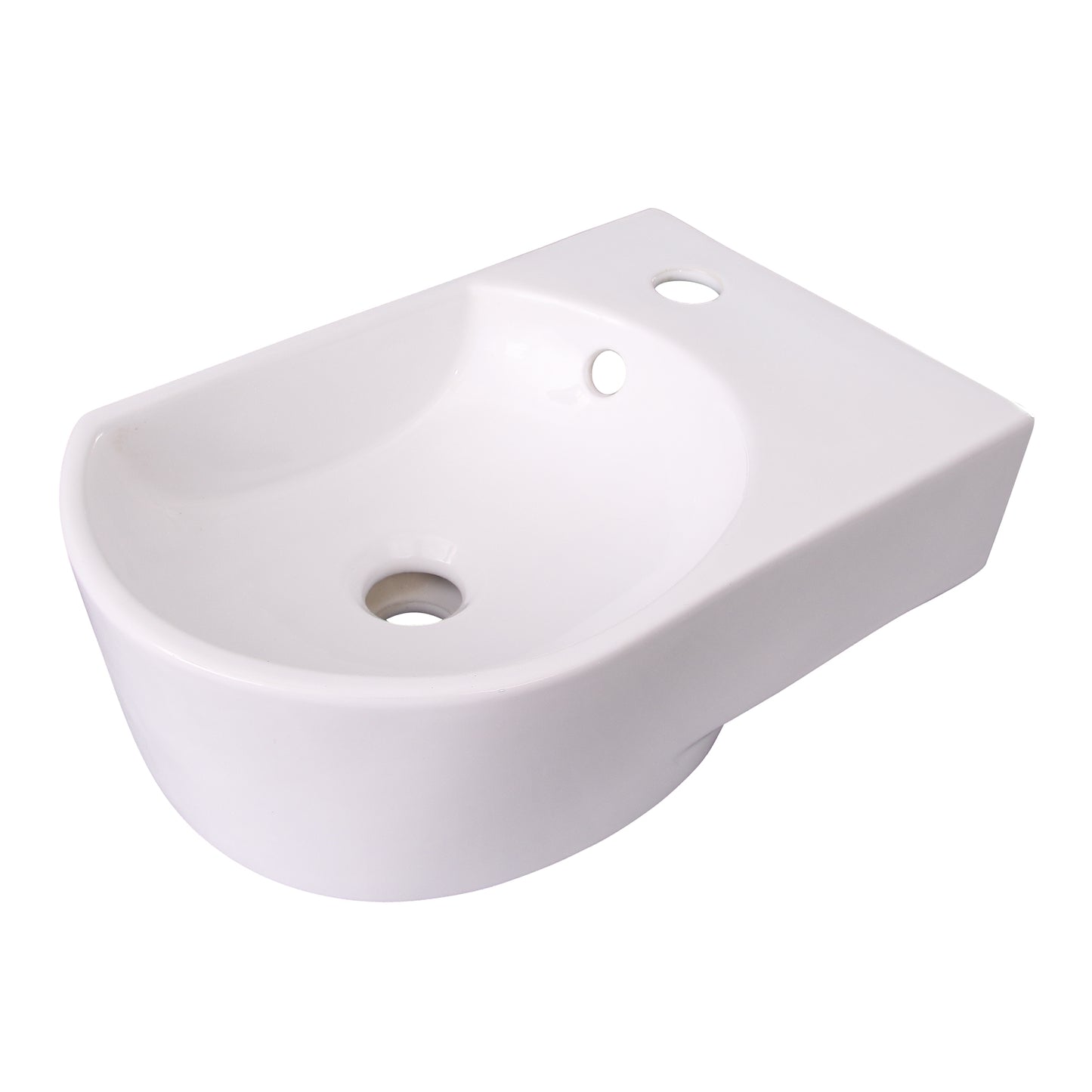 Ambia Rectangular Wall Hung 16" in White with L-Hand Faucet Hole