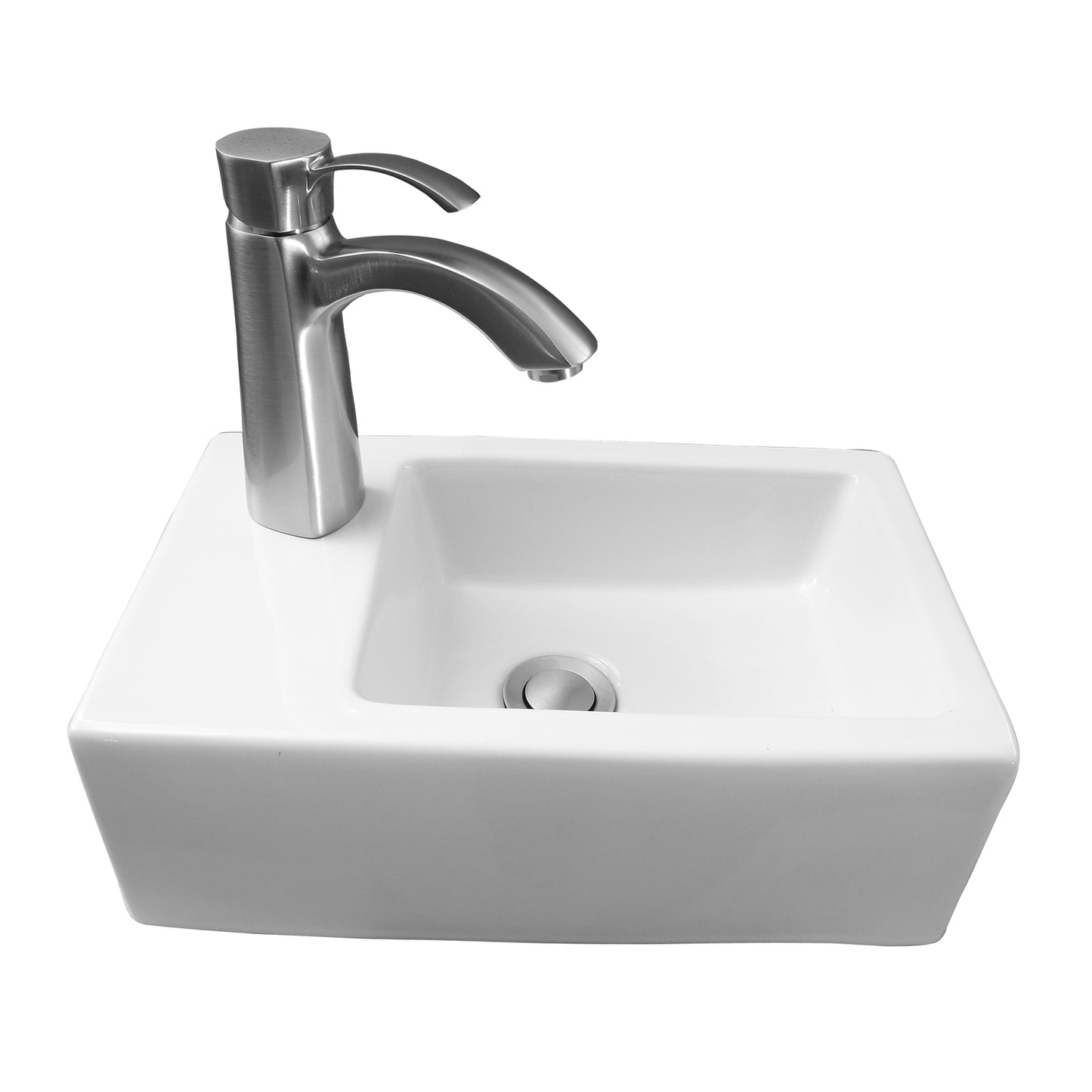 Avilla Rectangular Wall Hung 15" Sink White with 1 Faucet Hole on Right
