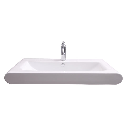 Tevis Rectangular 36" Wall Hung Sink White with 1 Faucet Hole
