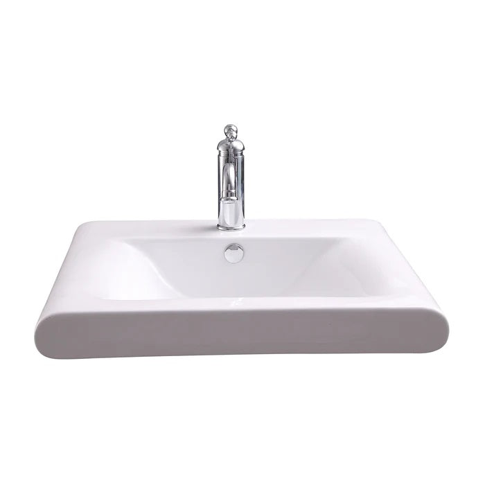 Thad Rectangular 24" Wall Hung Sink White with 1 Faucet Hole