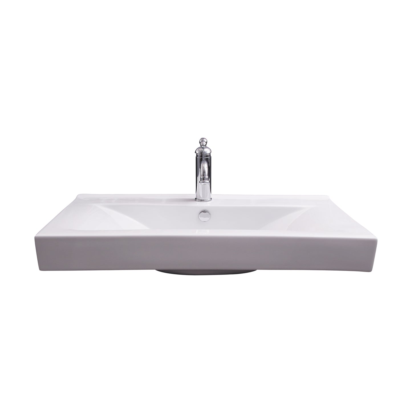 Twain Rectangular 32" Wall Hung Sink White with 1 Faucet Hole