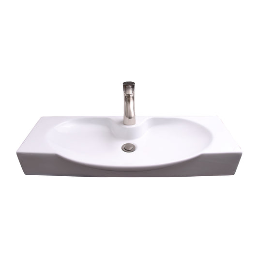 Walton Wall Hung 31-1/2" Rectangular Oval Basin Sink White with 1 Faucet Hole