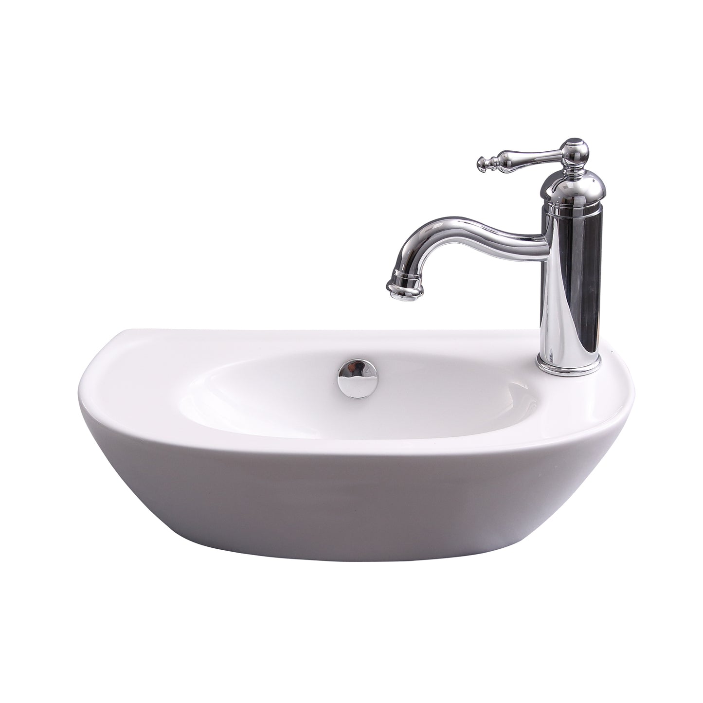 Nimah Wall Hung 17-3/8" Sink in white with Right Faucet Hole and Overflow