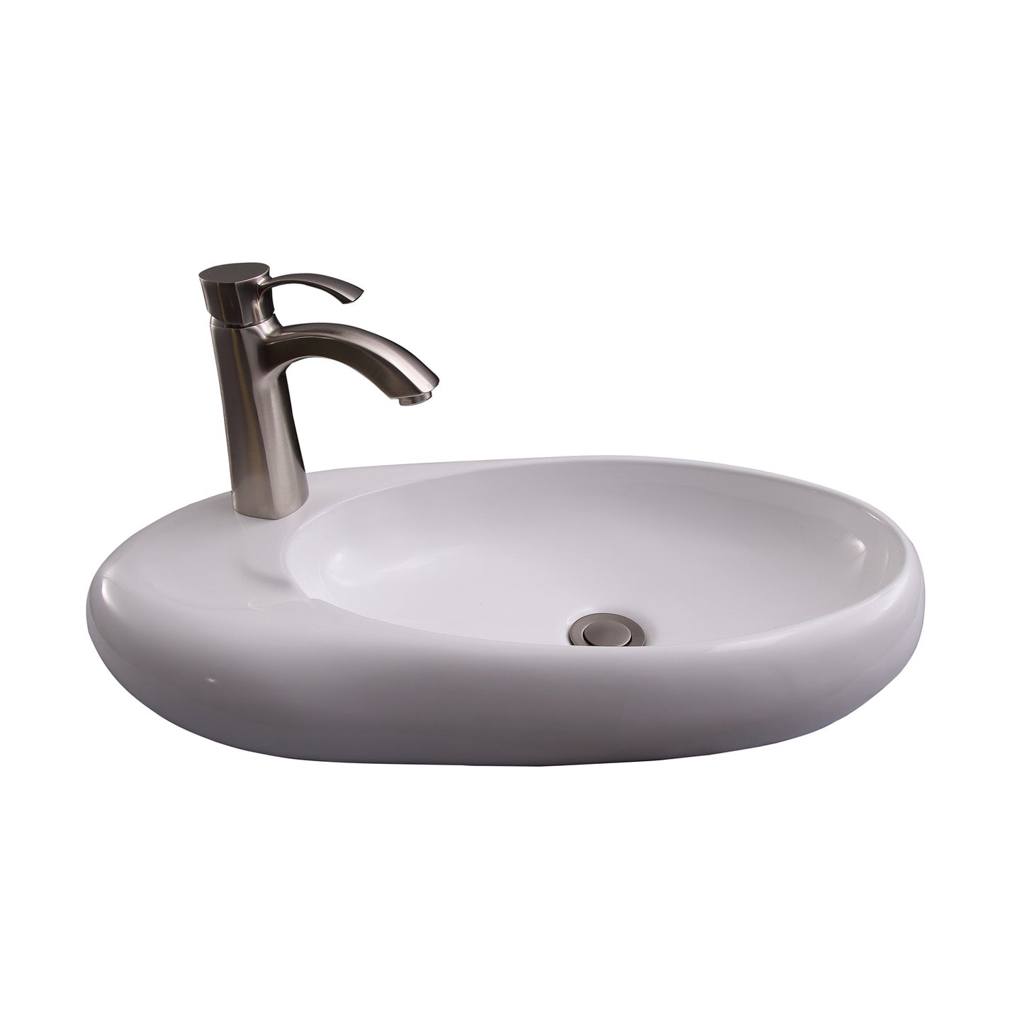 Bordon Wall Hung 23" Oval Sink in White with Left -hand Faucet Hole & Overflow