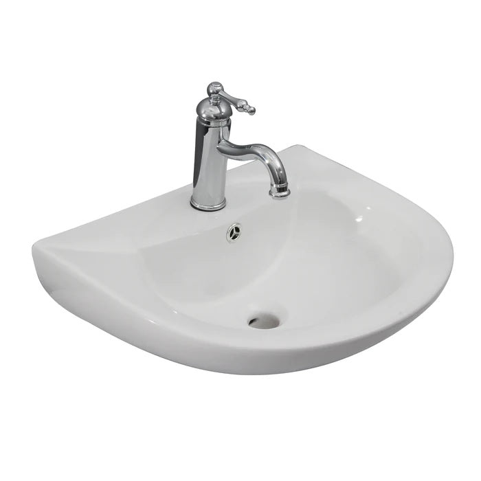 Banks Wall Hung Sink White with 1 Faucet Hole