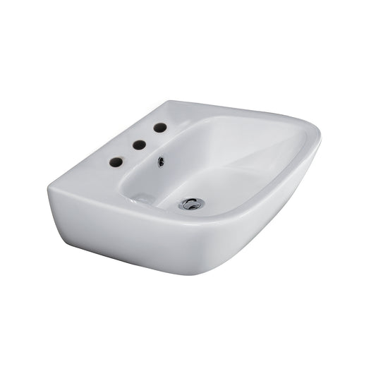 Elena 600 Wall Hung Bathroom Sink in White for 8" Widespread
