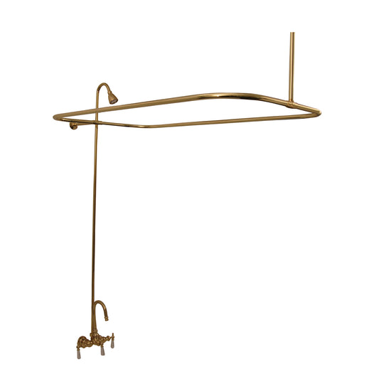 Complete Tub & Shower Faucet Kit with 48" x 24" Rod, Porcelain Handles, Brass