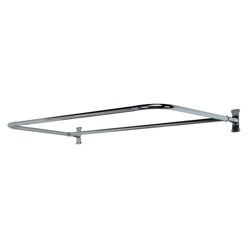 4145 D Shaped Shower Rod, 54 x 26", w/Flanges, Polished Chrome