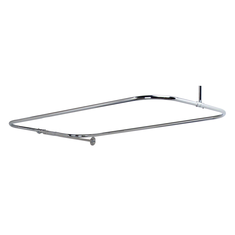 Rectangular Shower Rod w/Side Wall Support in 48 x 24" in Polish Chrome