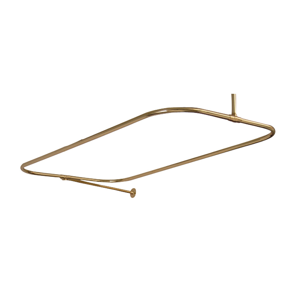 Rectangular Shower Rod w/Side Wall Support in 54 x 24" in Polish Brass