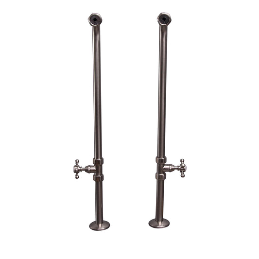 31 1/2" Exposed Tub Supply Lines with Cross Handle Stops Brushed Nickel