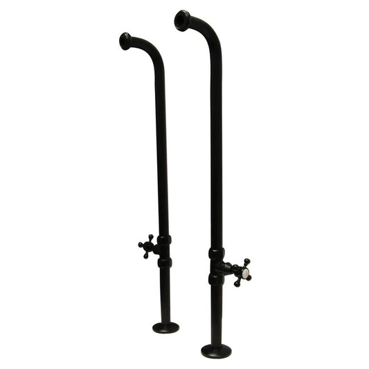 37 1/2" Exposed Tub Supply Lines with Cross Handle Stops Matte Black