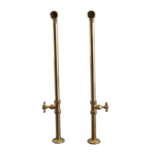 31 1/2" Exposed Tub Supply Lines with Cross Handle Stops Polished Brass