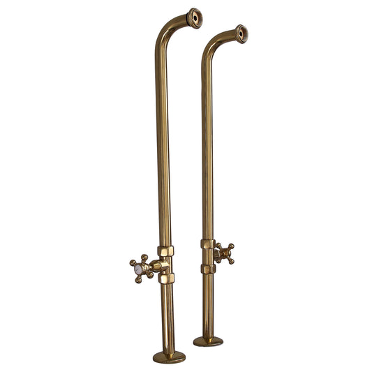 37 1/2" Exposed Tub Supply Lines with Cross Handle Stops Polished Brass
