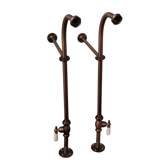 30 1/2" Exposed Tub Supply Lines with Porcelain Handle Stops Oil Rubbed Bronze