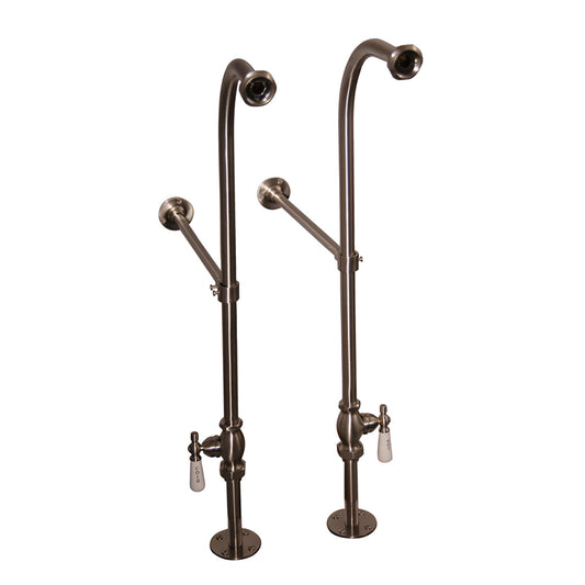 30 1/2" Exposed Tub Supply Lines with Porcelain Handle Stops Brushed Nickel