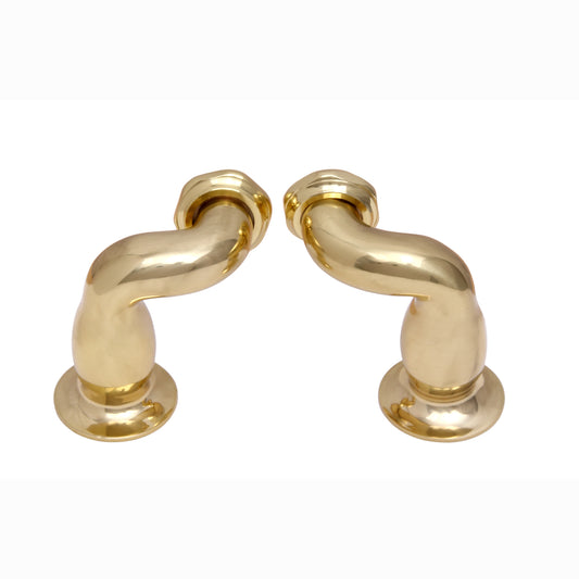 Tub Deck Mount S-Shaped Coupler Pair for 3-3/8" to 7" Polished Brass