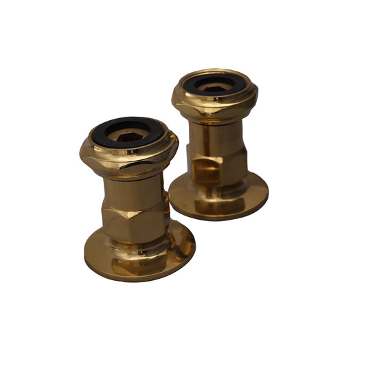 Straight 1-3/4" Long Wall Mount Tub Faucet Coupler Pair Polished Brass