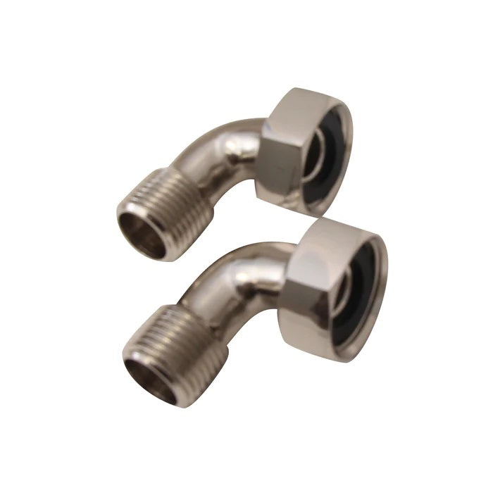 Tub Faucet to Supply Line L-Shaped Coupling Pair Brushed Nickel