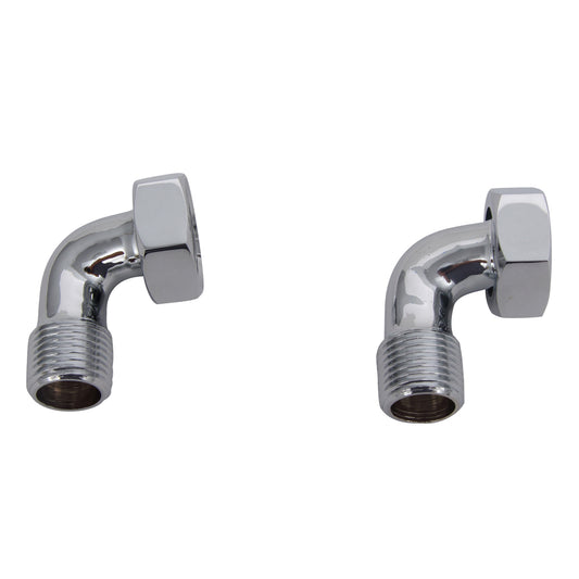 Tub Faucet to Supply Line L-Shaped Coupling Pair Polished Chrome