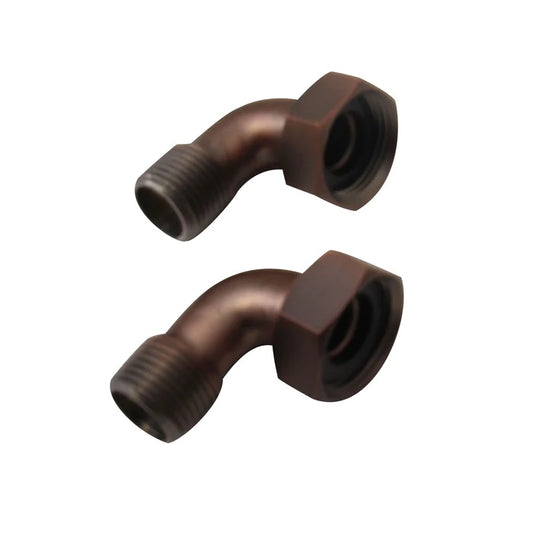 Tub Faucet to Supply Line L-Shaped Coupling Pair Oil Rubbed Bronze