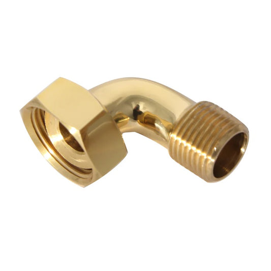 Tub Faucet to Supply Line L-Shaped Coupling Pair Polished Brass