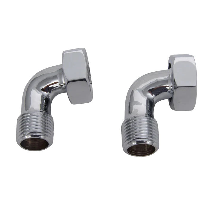 Tub Faucet to Supply Line L-Shaped Coupling Pair Polished Nickel