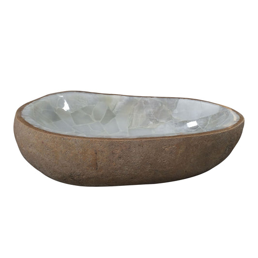 Nevis Onyx Stone Vessel Basin Sink with White Mosaic Interior