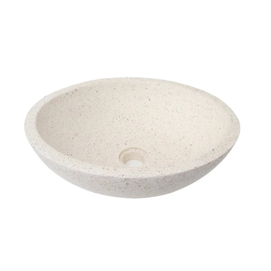 Caspar Small Oval Cement Vessel Sink White Terrazzo