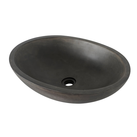 Caspar Small Oval Cement Vessel Sink Black Terrazzo