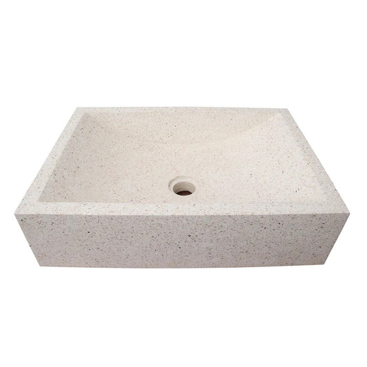 Eldon Rectangle Cement Vessel Basin Sink White Terrazzo