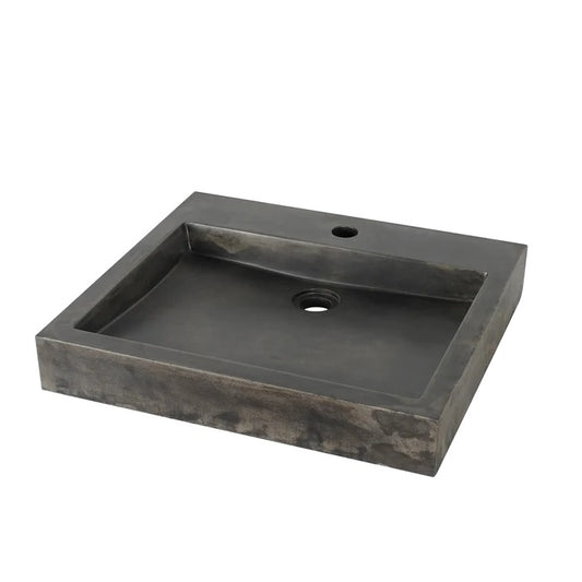 Ewan Rectangle Cement Vessel Basin Sink in Dusk Grey with 1 Faucet Hole