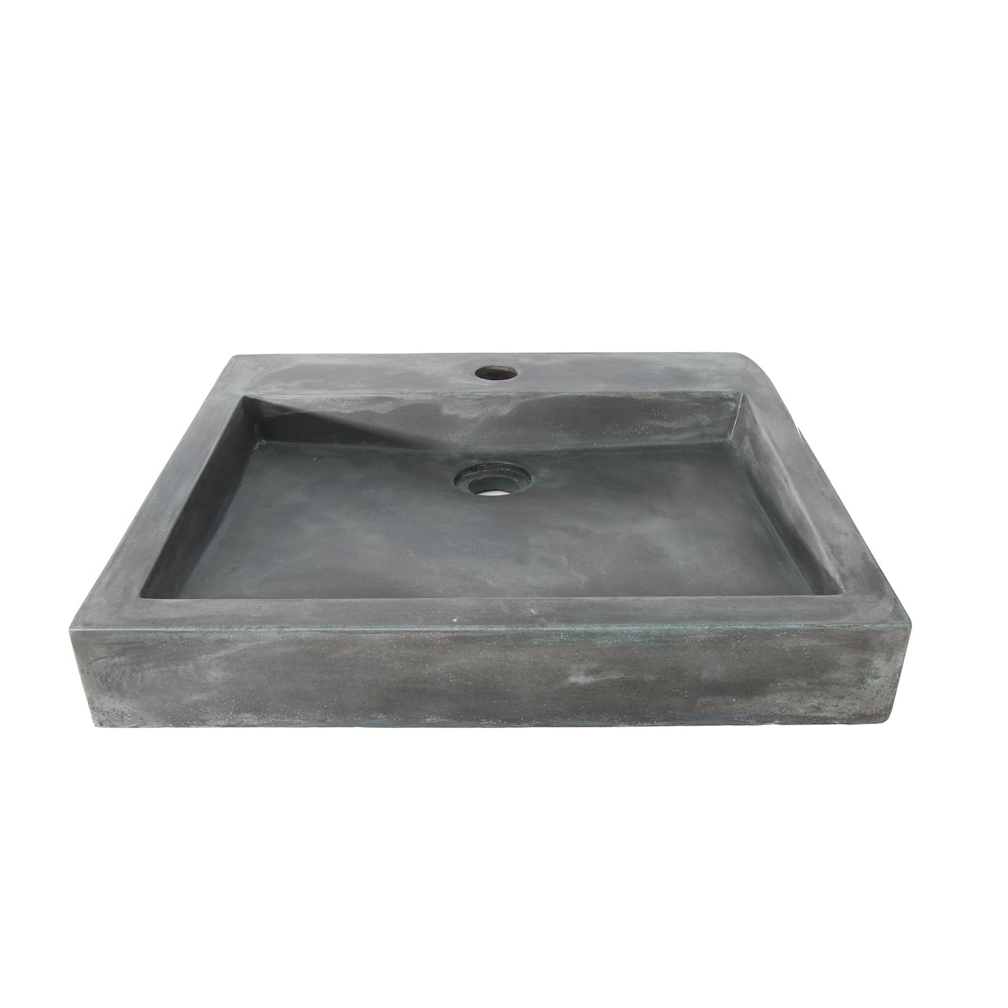 Ewan Rectangle Cement Vessel Basin Sink in Copper Green with 1 Faucet Hole