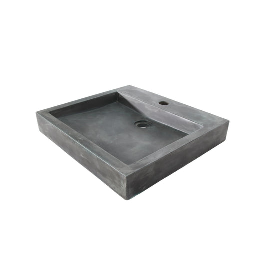 Ewan Rectangle Cement Vessel Basin Sink in Copper Green with 1 Faucet Hole