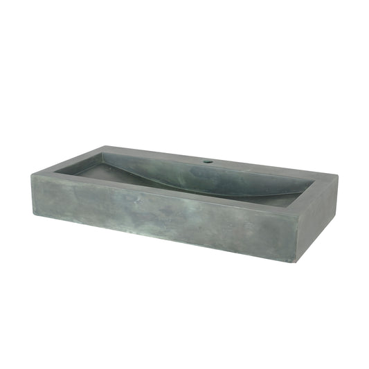 Gentry Green Copper Concrete Rectangle Basin Sink Single Faucet Hole