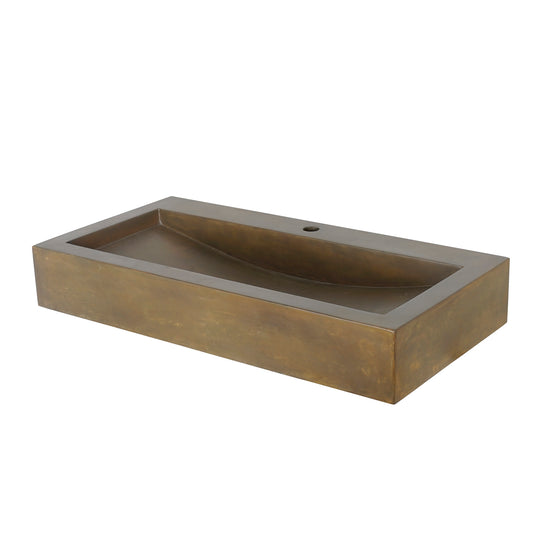 Gentry Vintage Brown Concrete Rectangle Basin Sink Single Faucet Hole