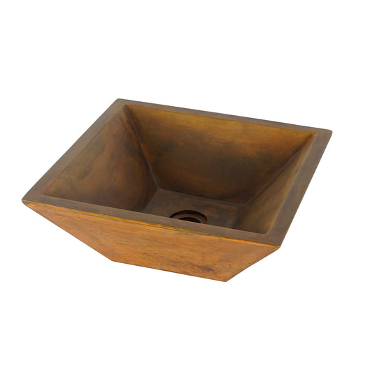 Radam Square Cement Vessel Basin Sink in Vintage Brown