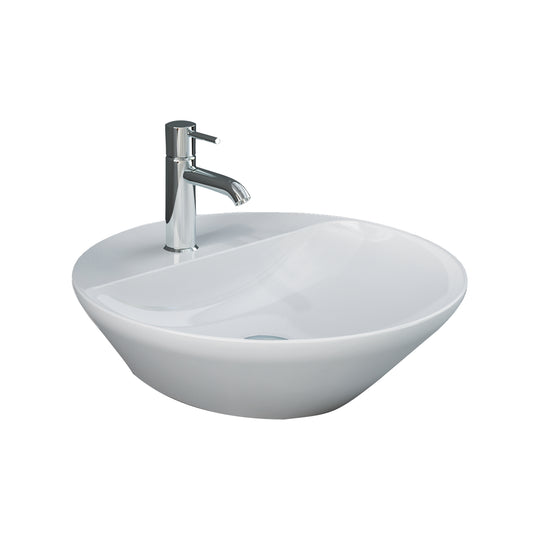 Variant 16 1/2" Round Vessel Basin Sink in White with 1 Faucet Hole