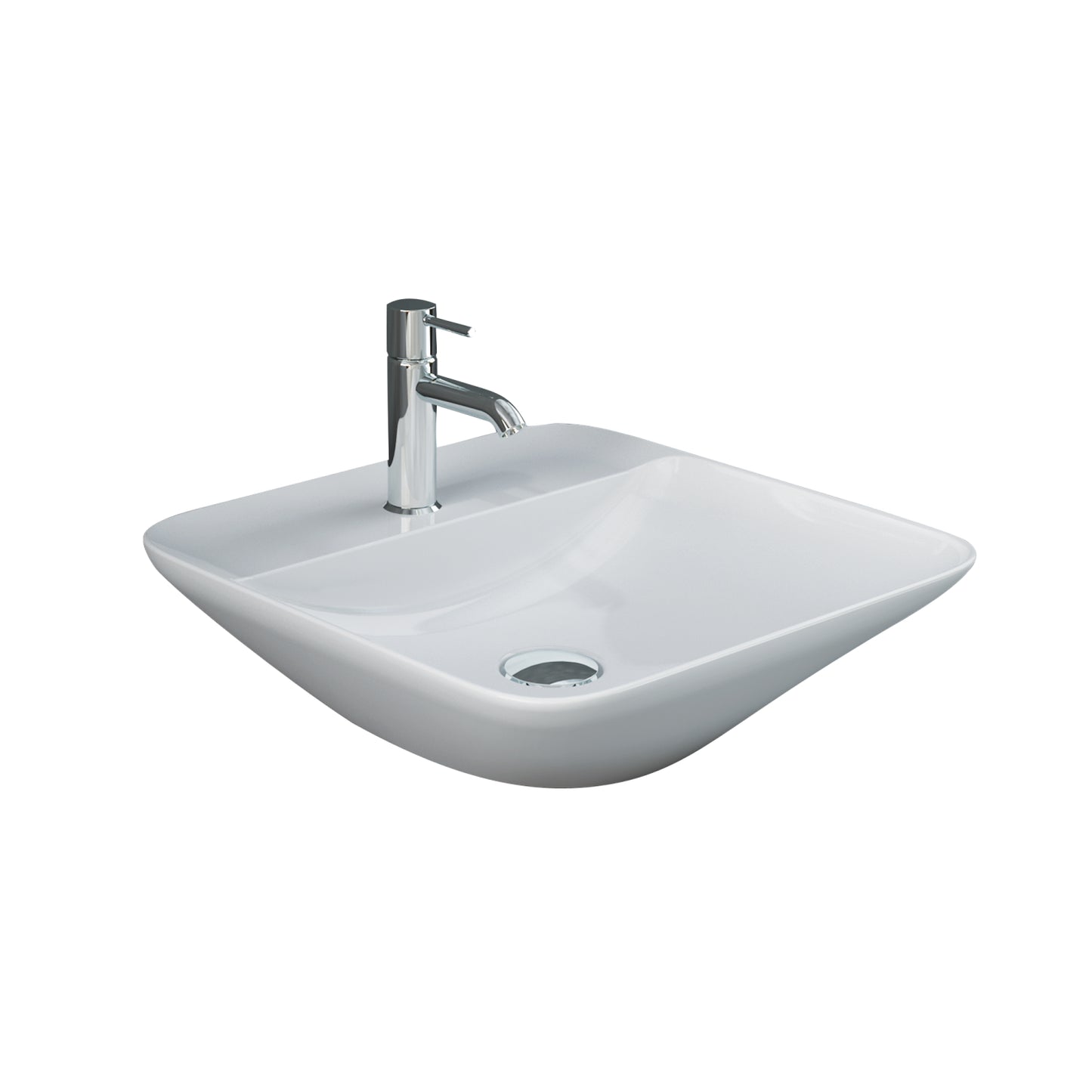 Variant 16 1/2" Square Vessel Basin Sink in White with 1 Faucet Hole