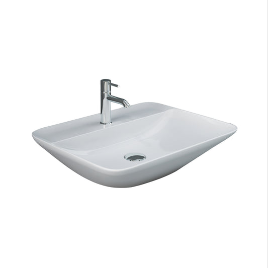 Variant 21 5/8" x 16 1/2" Rectangle Vessel Basin Sink in White with 1 Faucet Hole