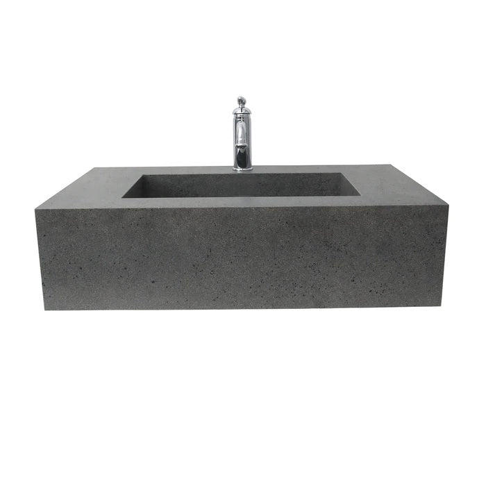 Precious 32-3/4" Wall-Hung Porcelain Tile Sink Hidden Drain in Grey