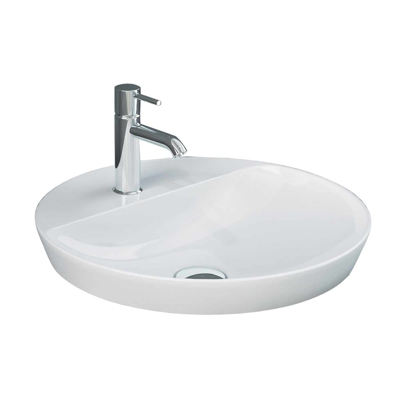 Variant 16 1/2" Round Drop In Lavatory Sink with 1 Faucet Hole in White