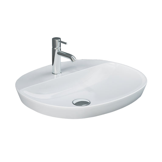 Variant 19 3/4" x 16 1/2" Oval Drop In Lavatory Sink with 1 Faucet Hole in White