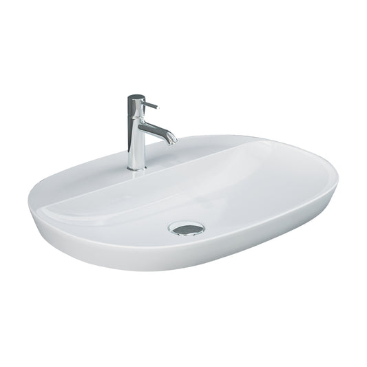 Variant 23 5/8" x 16 1/2" Oval Drop In Lavatory Sink with 1 Faucet Hole in White