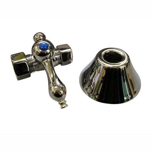 1/4 Turn Tub Supply Line Stop Pair 1/2" Comp x 5/8" Comp Polished Nickel