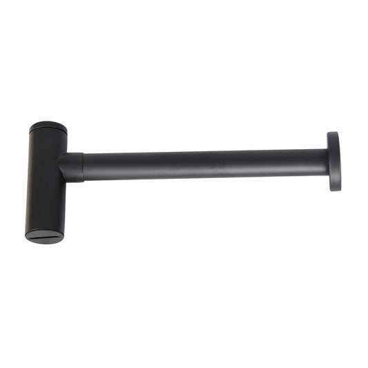 Contemporary Lavatory Trap Matt Black 1-1/4" with Wall Flange