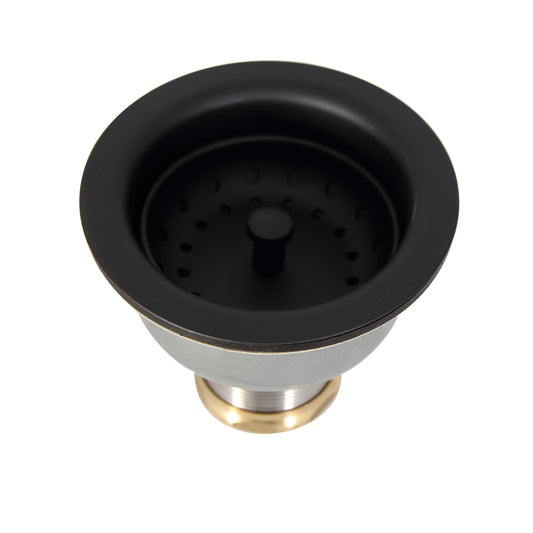 Kitchen Sink Strainer for 3-1/2" Drain with 3-1/2" Shank Matte Black