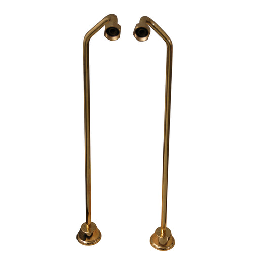 Offset 24" Bath Tub Supply Line Set 1/2" OD Polished Brass